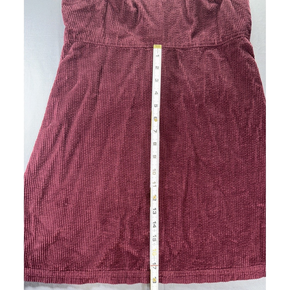 American Eagle Size Medium Corduroy Skirt Overall Dress Wine Adjustable Straps - Picture 6 of 16